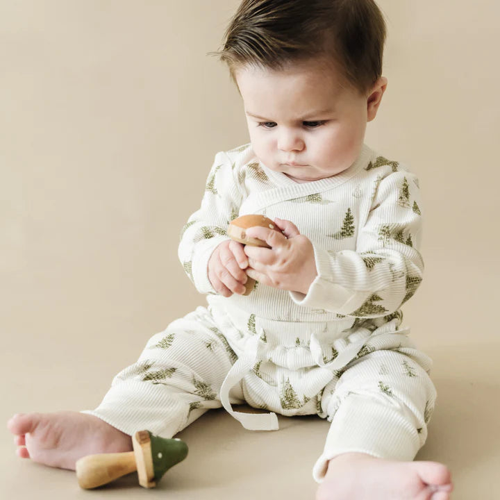 Organic Kimono Onesie & Pants Set - Frosted Fir