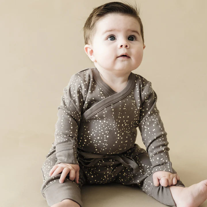 Organic Kimono Onesie & Pants Set - Speckle