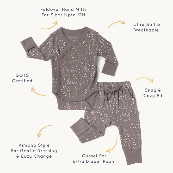 Organic Kimono Onesie & Pants Set - Speckle