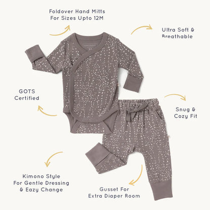Organic Kimono Onesie & Pants Set - Speckle