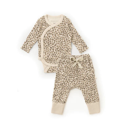 Organic Kimono Onesie & Pants Set - Spotted