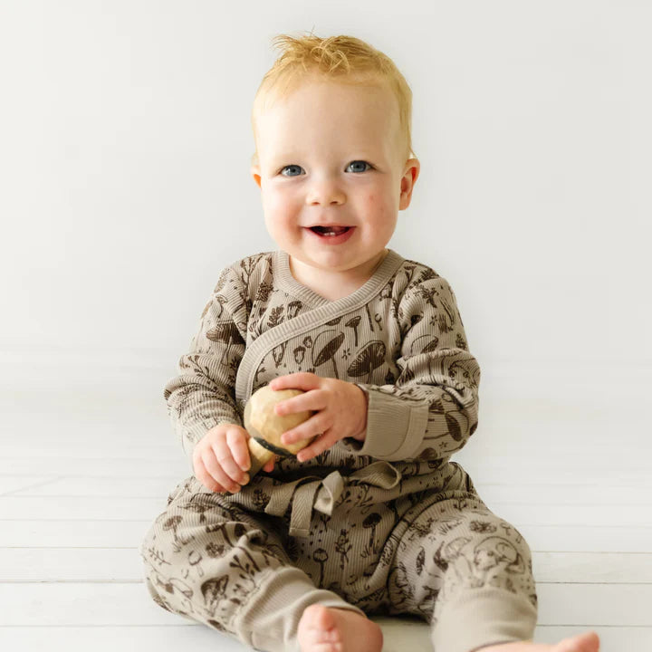 Organic Kimono Onesie & Pants Set - Woodland