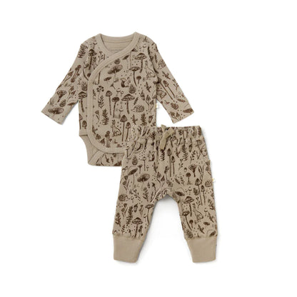 Organic Kimono Onesie & Pants Set - Woodland