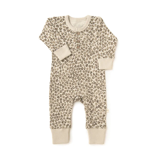 Organic Buttoned Romper - Spotted