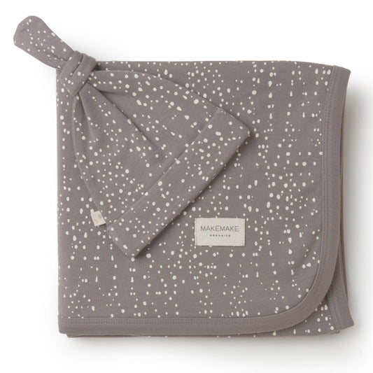Organic Swaddle Blanket & Hat Set - Speckle
